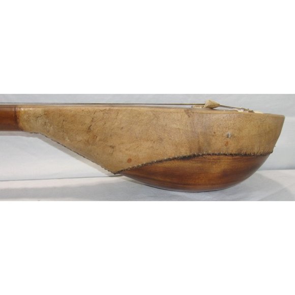 Moroccan Guenbri Wood w/ Animal Skin Gut Strings & Stitched Instrument 28" - Picture 6 of 10